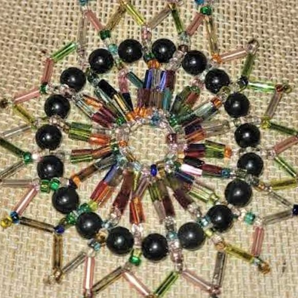 Stunning Vintage Southwest Iridescent Beaded Starburst Choker - Picture 3 of 7